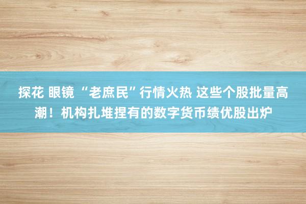探花 眼镜 “老庶民”行情火热 这些个股批量高潮！机构扎堆捏有的数字货币绩优股出炉