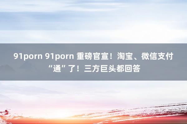 91porn 91porn 重磅官宣！淘宝、微信支付“通”了！三方巨头都回答