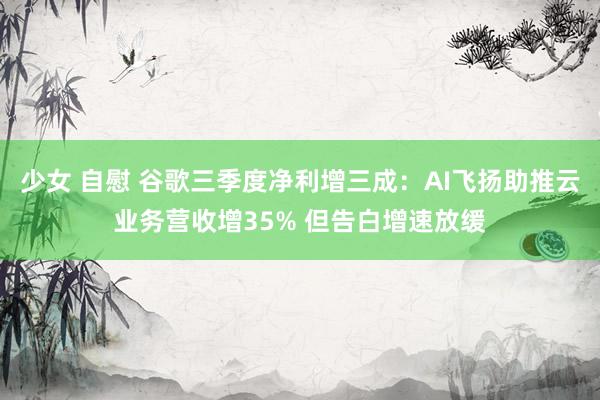 少女 自慰 谷歌三季度净利增三成：AI飞扬助推云业务营收增35% 但告白增速放缓